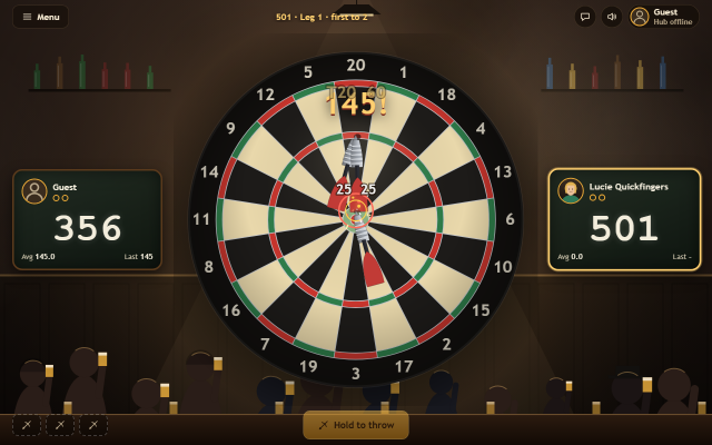 Šipky: a dartboard on a pub wall
